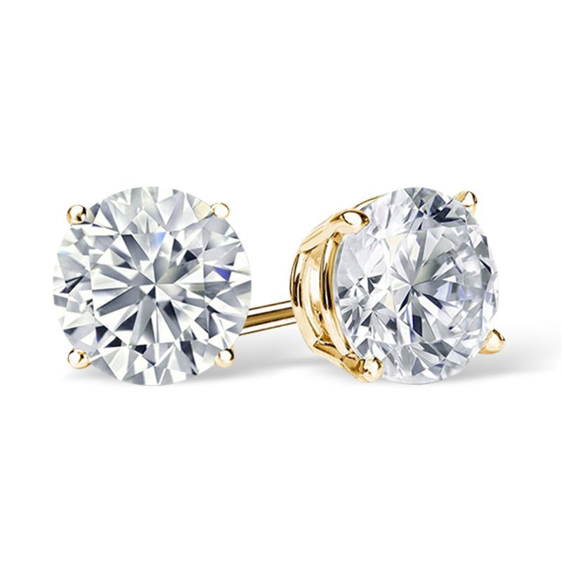 14k White or Yellow Gold Round VS/SI GH Lab Grown Diamond 4 Prong Stud Post Earrings