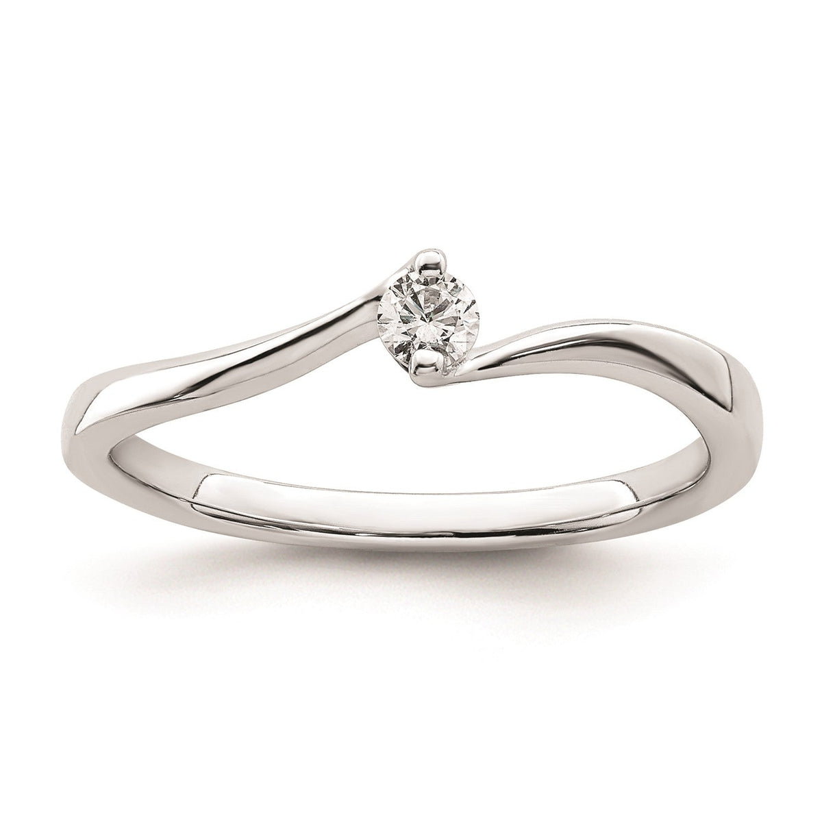 14k White Real Solid Gold 1/10 carat Round Diamond Promise Engagement Ring