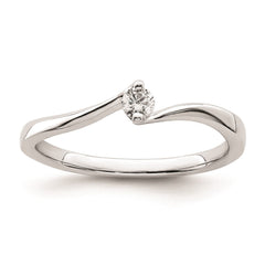 14k White Real Solid Gold 1/10 carat Round Diamond Promise Engagement Ring