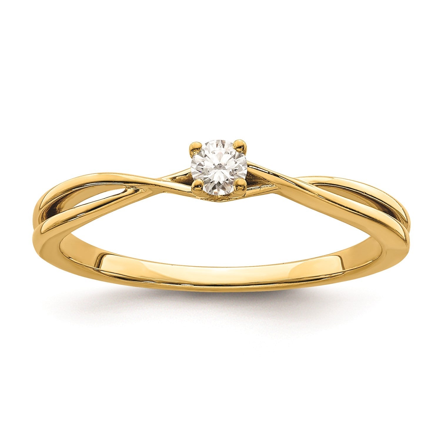 14K Yellow Gold 1/8 Carat Round Diamond Twist Promise Engagement Ring