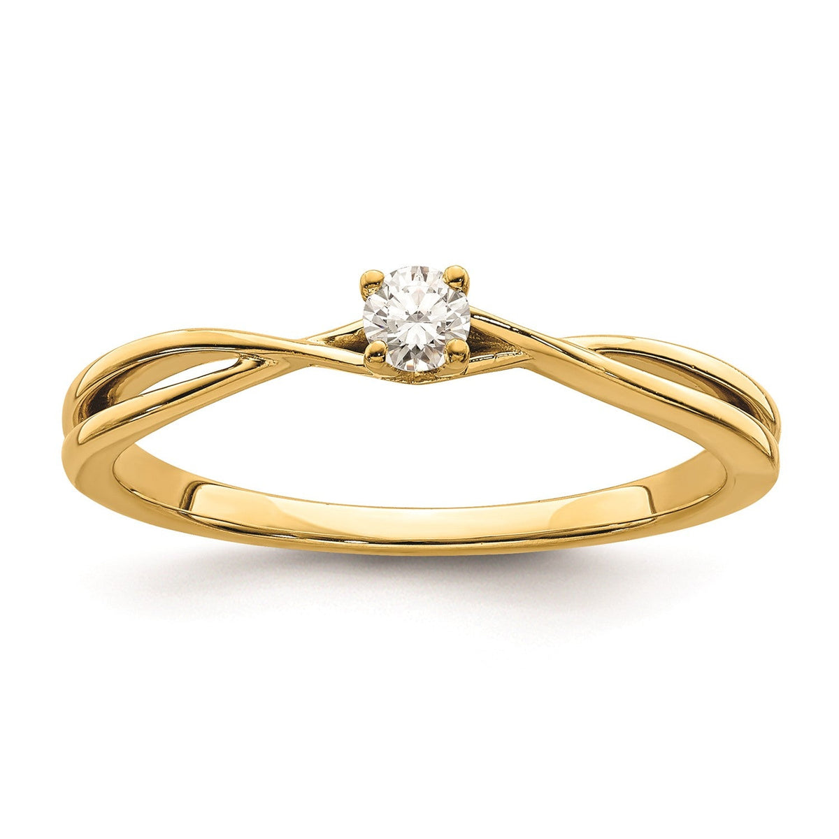 14K Yellow Gold 1/8 Carat Round Diamond Twist Promise Engagement Ring