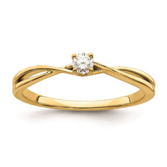 14K Yellow Gold 1/8 Carat Round Diamond Twist Promise Engagement Ring