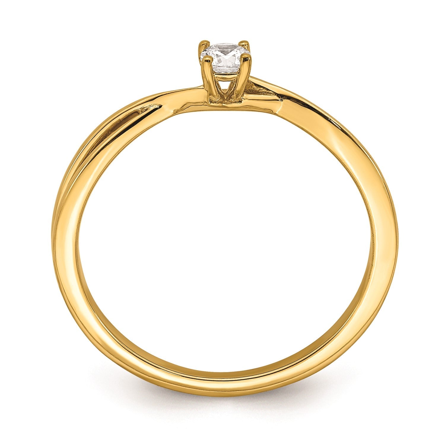 14K Yellow Gold 1/8 Carat Round Diamond Twist Promise Engagement Ring