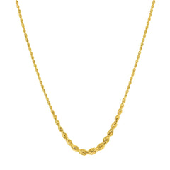 14k Yellow Gold 18" Graduated Rope Chain Necklace
