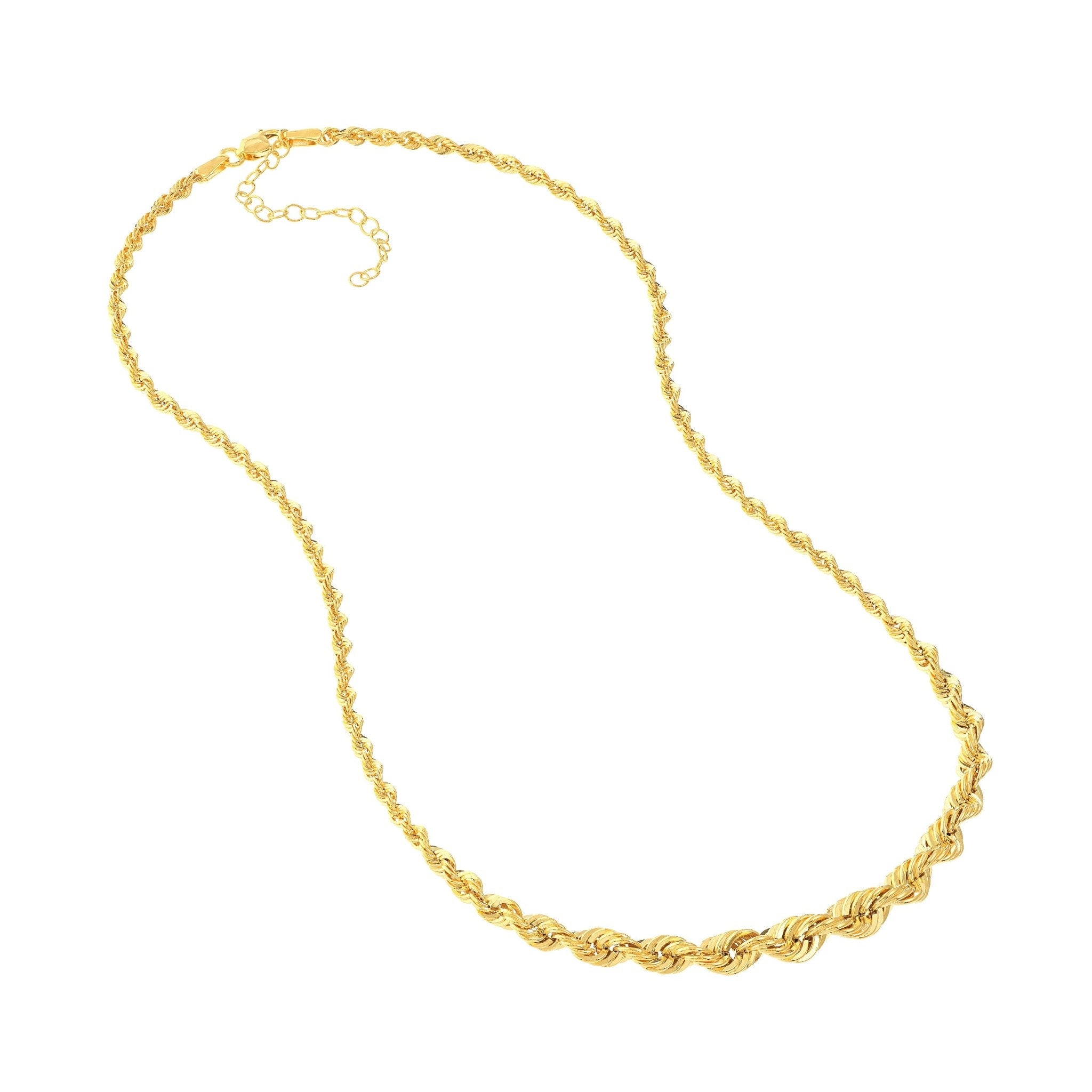 14k Yellow Gold 18" Graduated Rope Chain Necklace