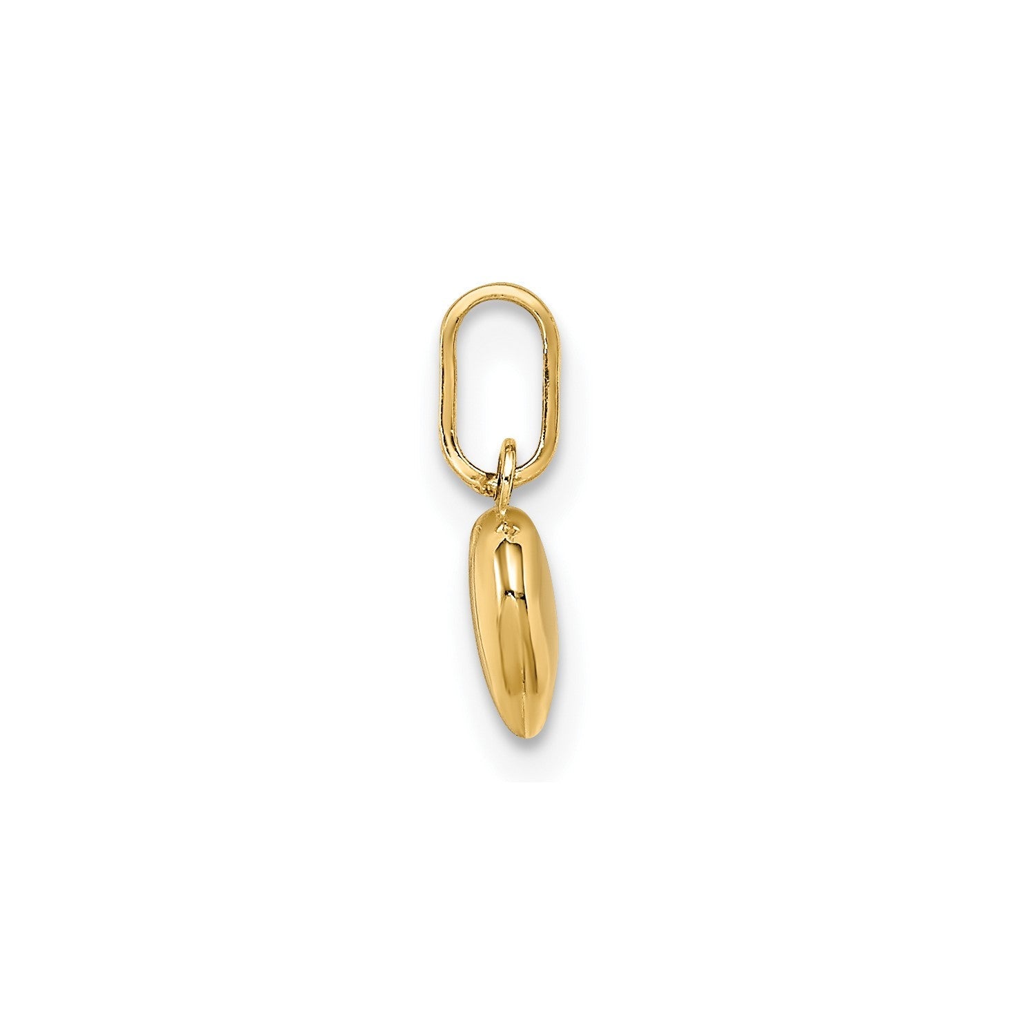 14K Yellow Gold 3 - D Puffed Heart Charm Pendant, 11x6mm - JewelryAffairs