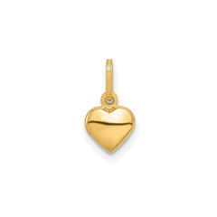 14K Yellow Gold 3 - D Puffed Heart Charm Pendant, 11x6mm - JewelryAffairs