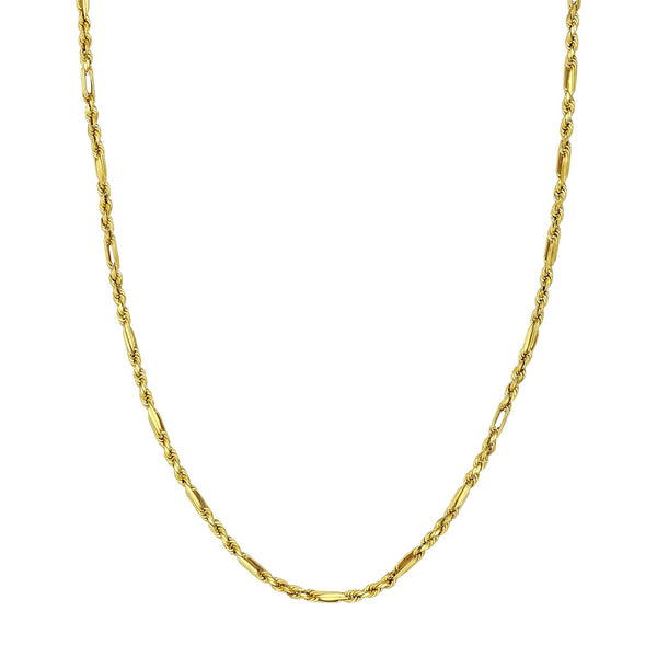 14k Yellow Gold 3.00mm Figarope Milano Chain Unisex Necklace