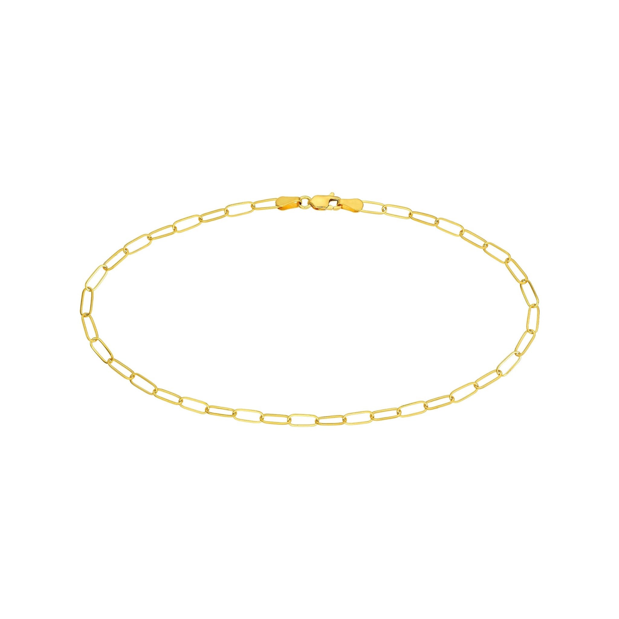 14k Yellow Gold 3mm Paper Clip Chain Anklet Bracelet 10 Inch