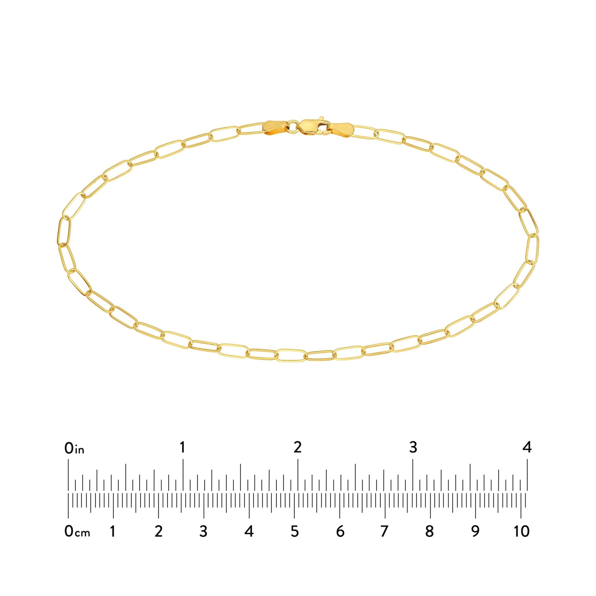 14k Yellow Gold 3mm Paper Clip Chain Anklet Bracelet 10 Inch