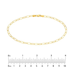 14k Yellow Gold 3mm Paper Clip Chain Anklet Bracelet 10 Inch
