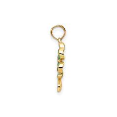 14K Yellow Gold 4 - Leaf Clover Enameled, 20x10mm - JewelryAffairs