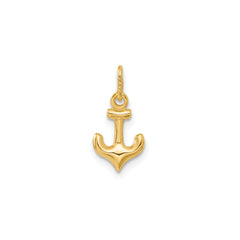 14K Yellow Gold Anchor Charm Pendant, Nautical Design, 16x8mm