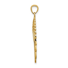 14K Yellow Gold Angel Wing Pendant, 33mm Length