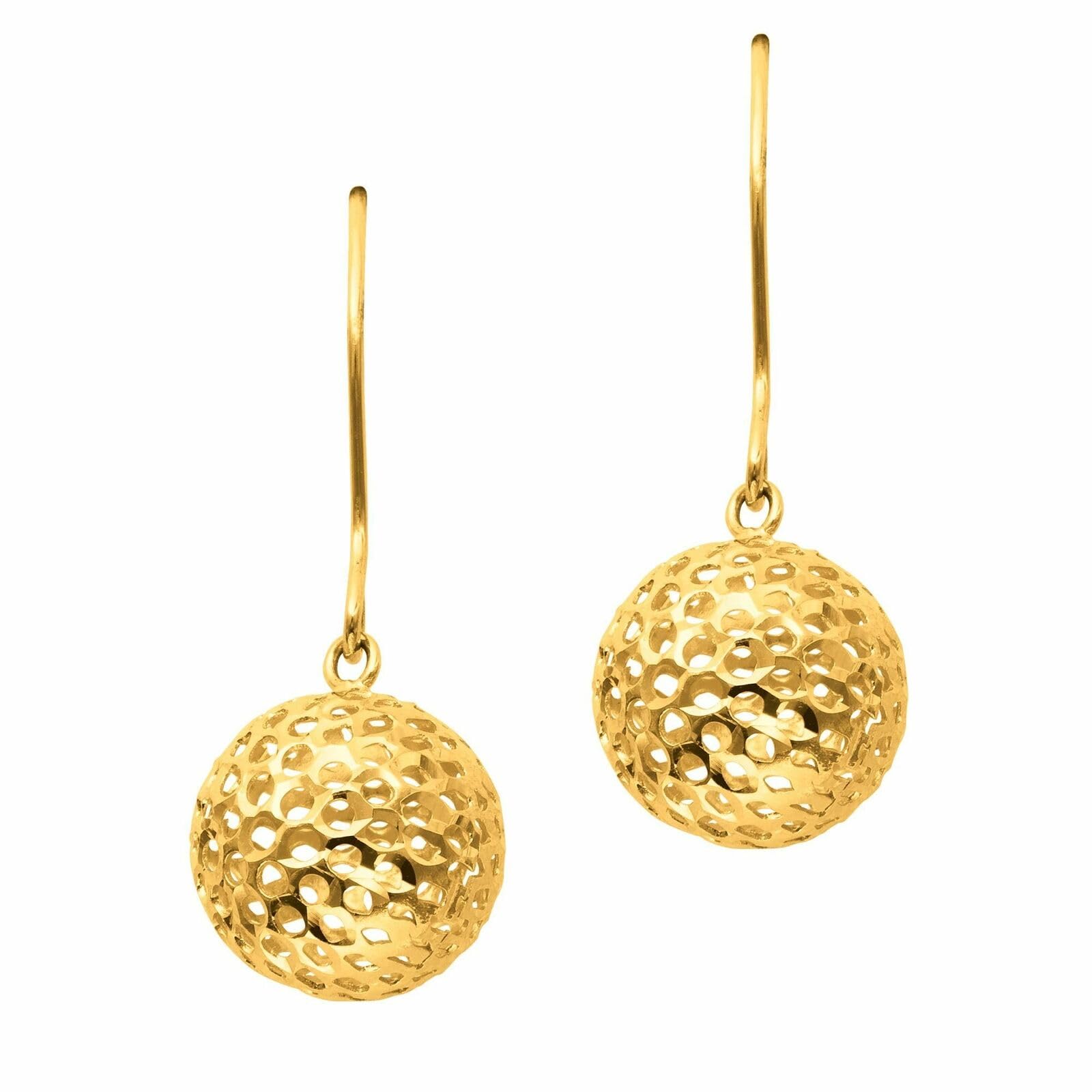 14K Yellow Gold Ball Drop Earrings
