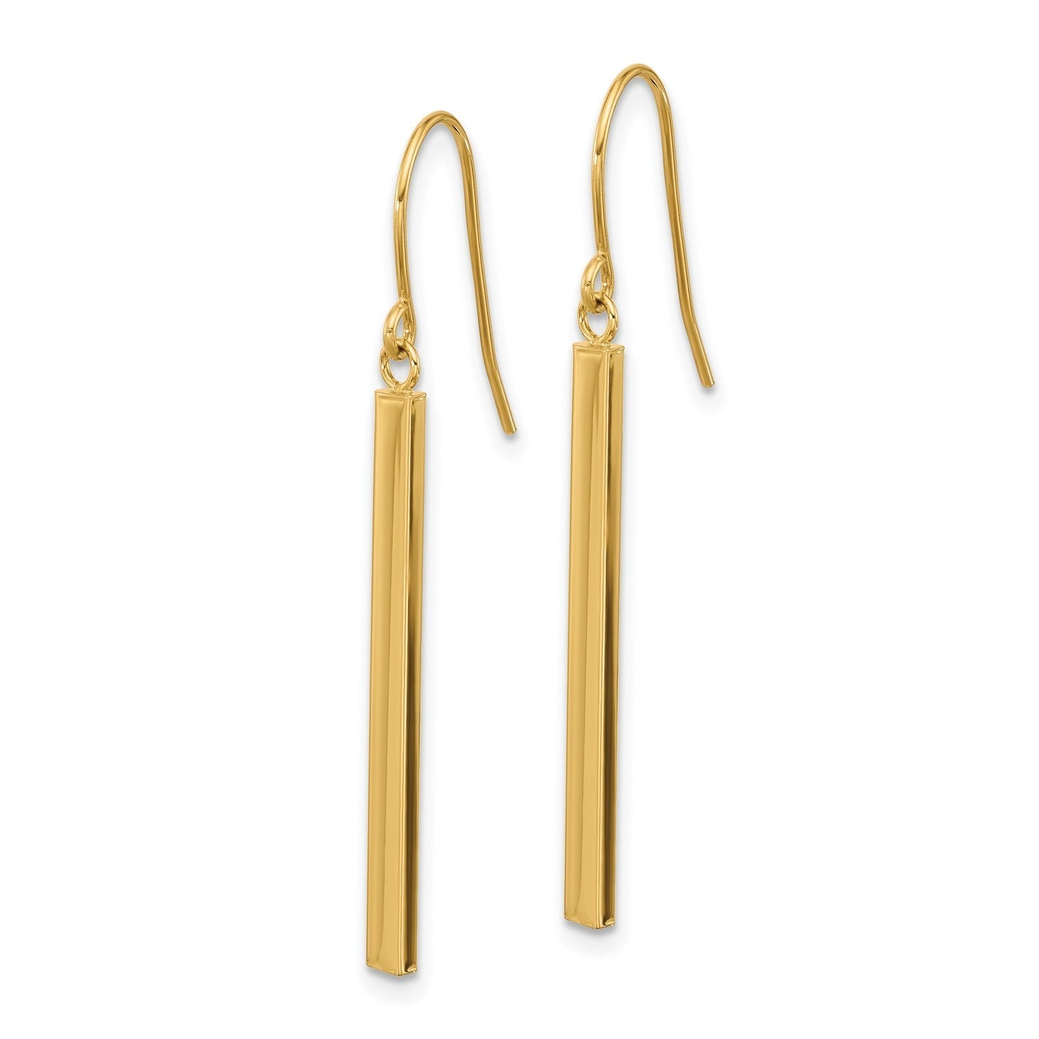 14K Yellow Gold Bar Drop Style Dangle Earrings - JewelryAffairs