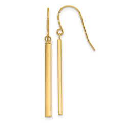 14K Yellow Gold Bar Drop Style Dangle Earrings - JewelryAffairs
