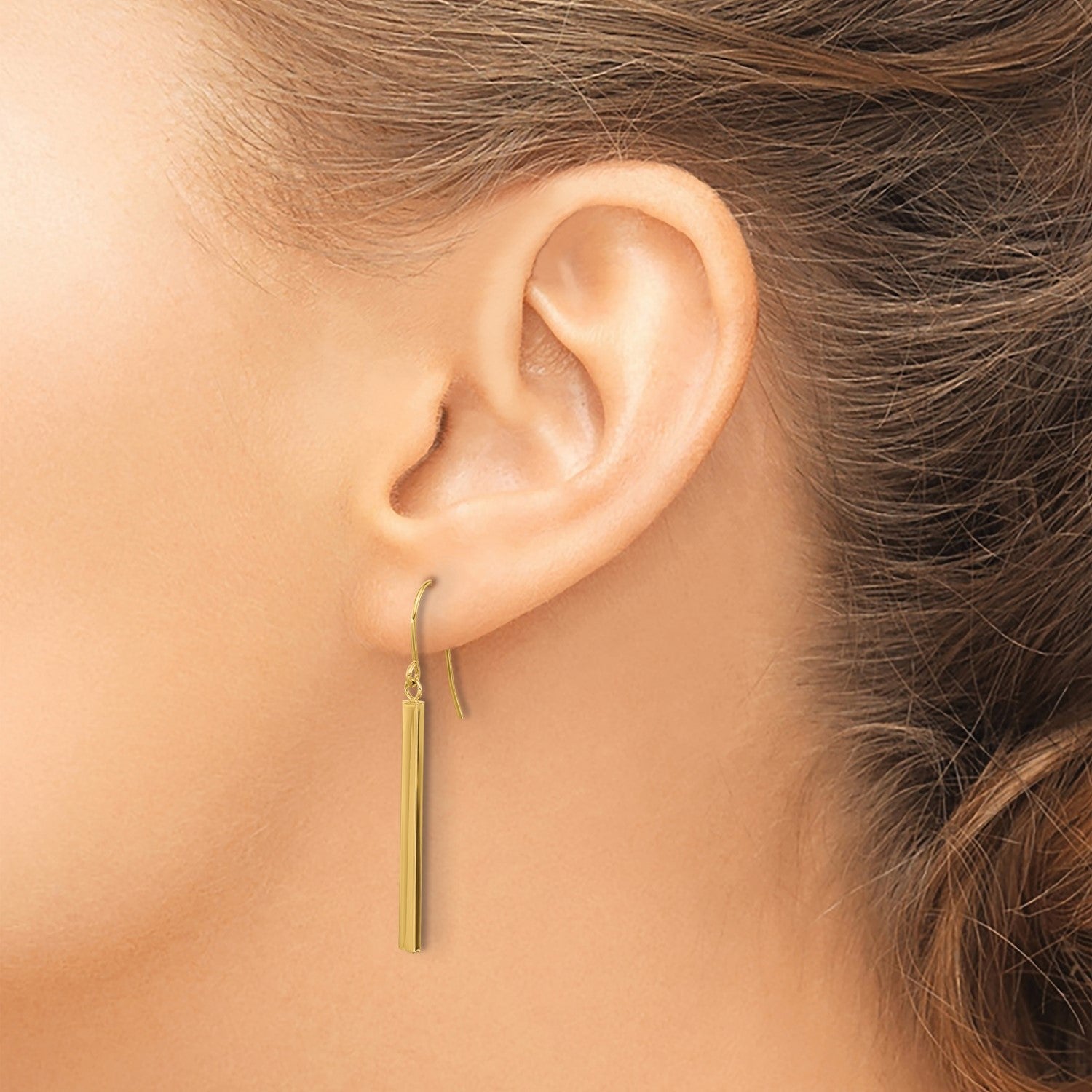 14K Yellow Gold Bar Drop Style Dangle Earrings - JewelryAffairs