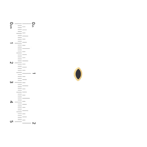 14k Yellow Gold Black Enamel Marquise Stud Earrings, 5mm
