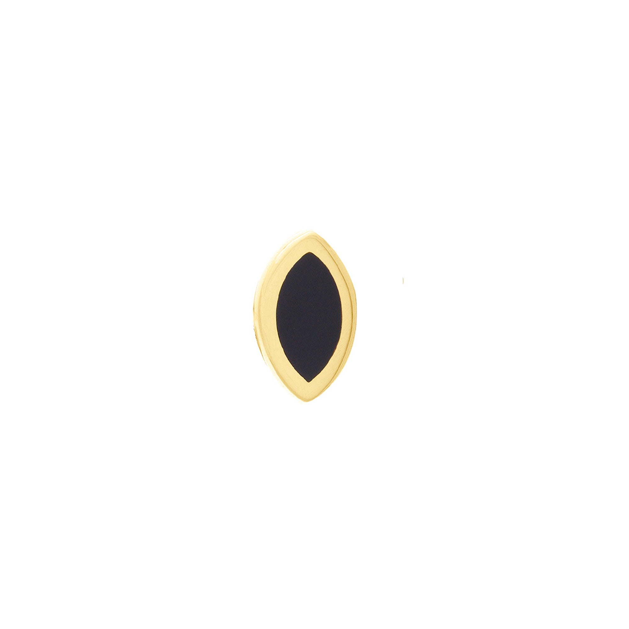 14k Yellow Gold Black Enamel Marquise Stud Earrings, 5mm