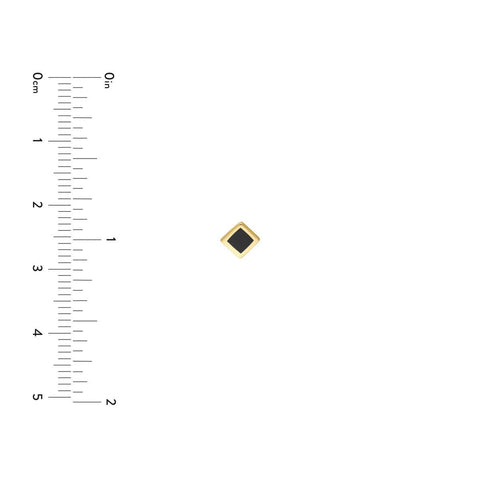 14k Yellow Gold Black Enamel Rhombus Stud Earrings, 5mm
