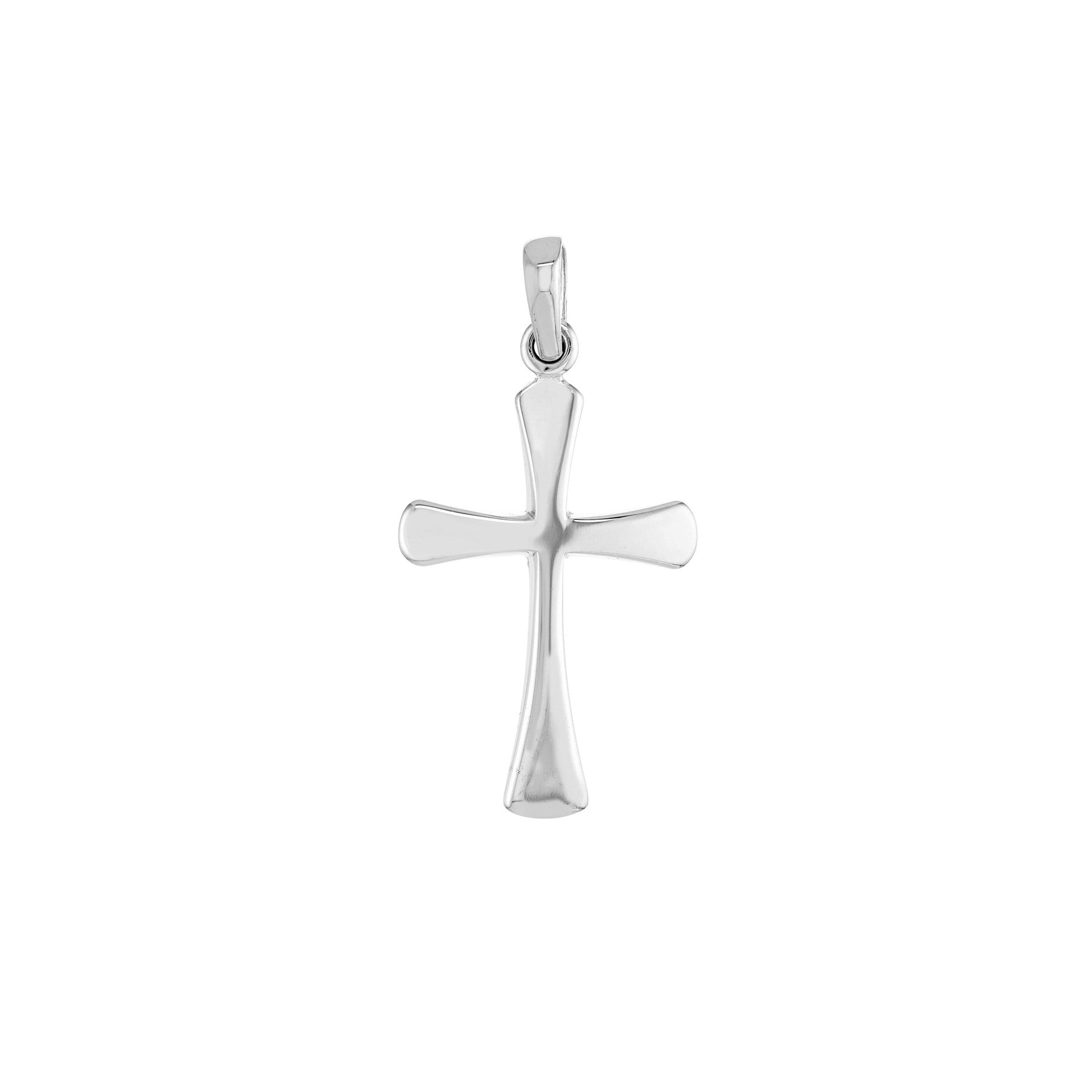 14K Yellow Gold Cross Pendant, Flared Edges, 1 Inch Length