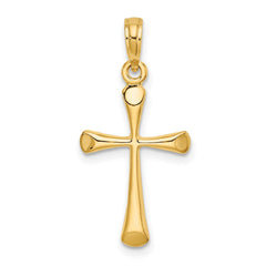 14k Yellow Gold Cross Pendant, High Polished Beveled Tips, 25x13mm