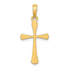 14k Yellow Gold Cross Pendant, High Polished Beveled Tips, 25x13mm