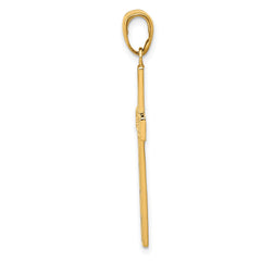 14K Yellow Gold Cross Pendant with Rope Design, 35x17mm