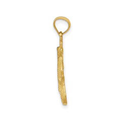 14k Yellow Gold Diamond Cut Gecko Lizard Pendant, 23x18mm