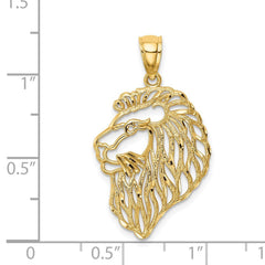 14k Yellow Gold Diamond - Cut Lion Head Pendant, 23x17mm - JewelryAffairs