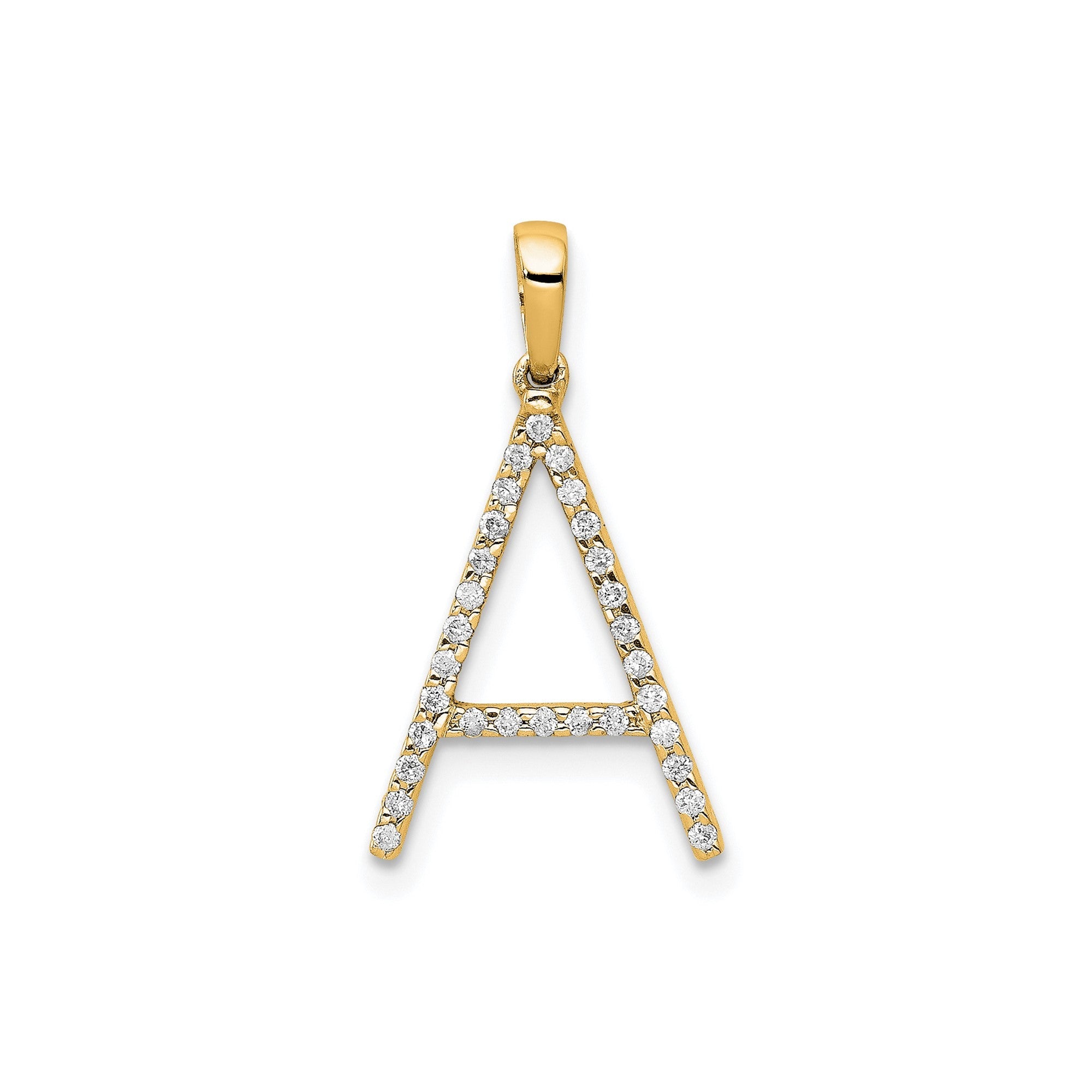 14K Yellow Gold Diamond Letter Initial Pendant