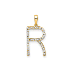 14K Yellow Gold Diamond Letter Initial Pendant