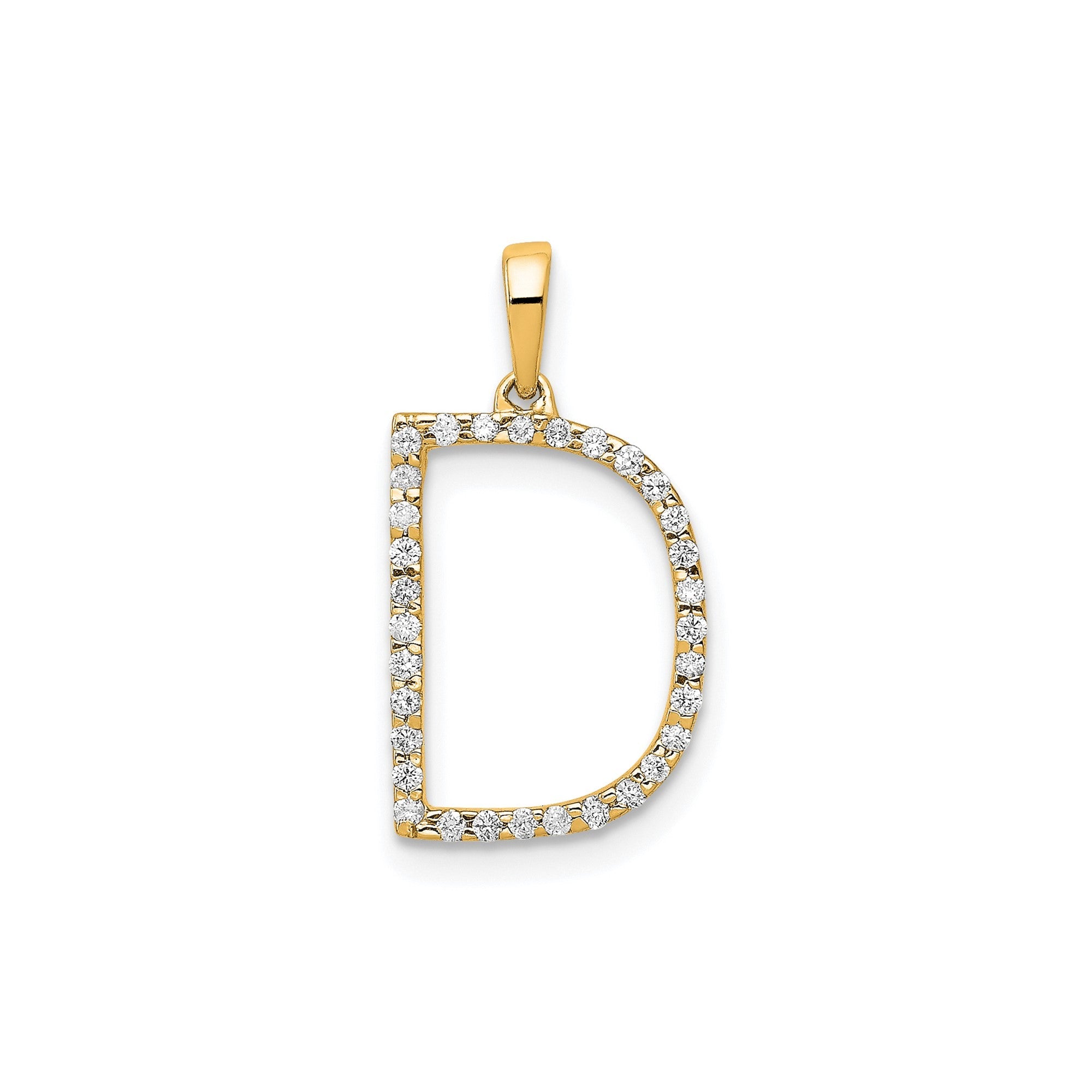 14K Yellow Gold Diamond Letter Initial Pendant