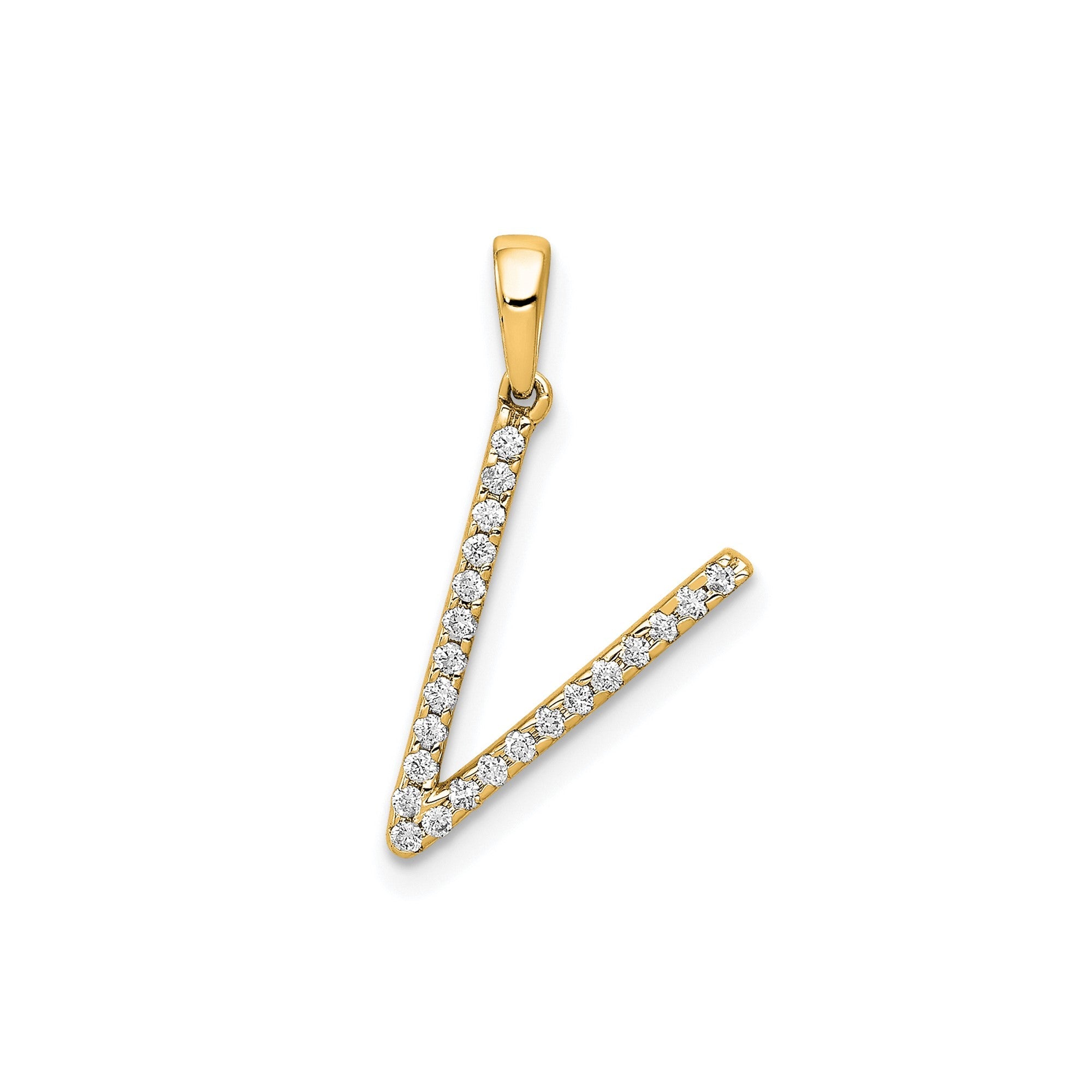 14K Yellow Gold Diamond Letter Initial Pendant