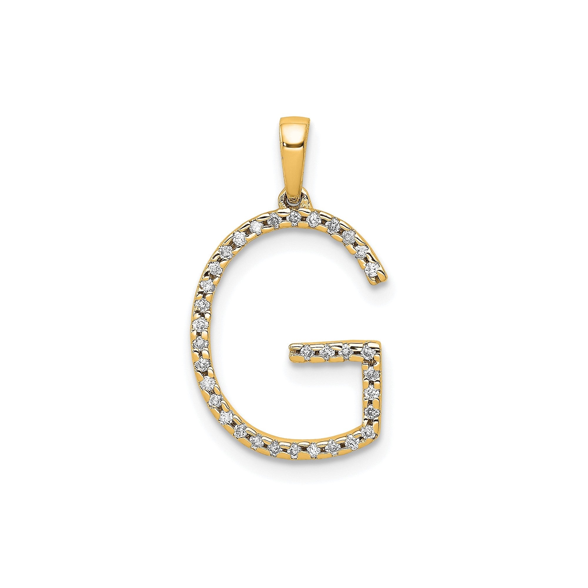 14K Yellow Gold Diamond Letter Initial Pendant