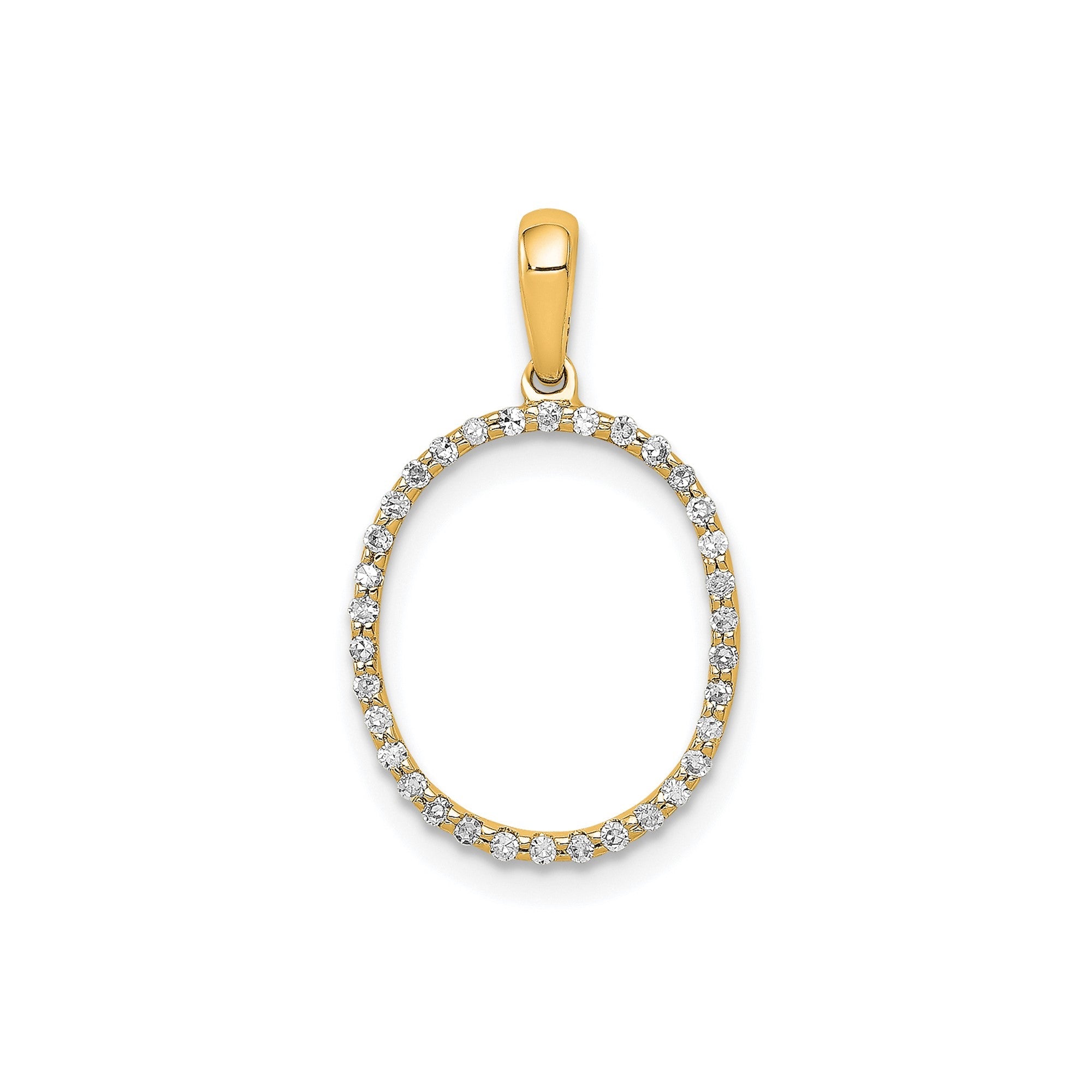 14K Yellow Gold Diamond Letter Initial Pendant