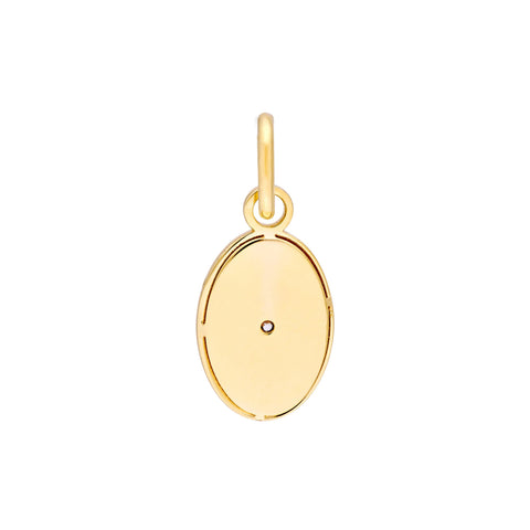 14K Yellow Gold Diamond Oval Pendant,15mm