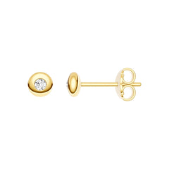 14k Yellow Gold Diamond Round Stud Earrings 1/20 tcw - JewelryAffairs