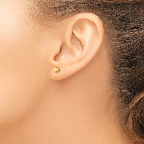 14k Yellow Gold Disk Half Ball Stud Earrings, 5x5mm