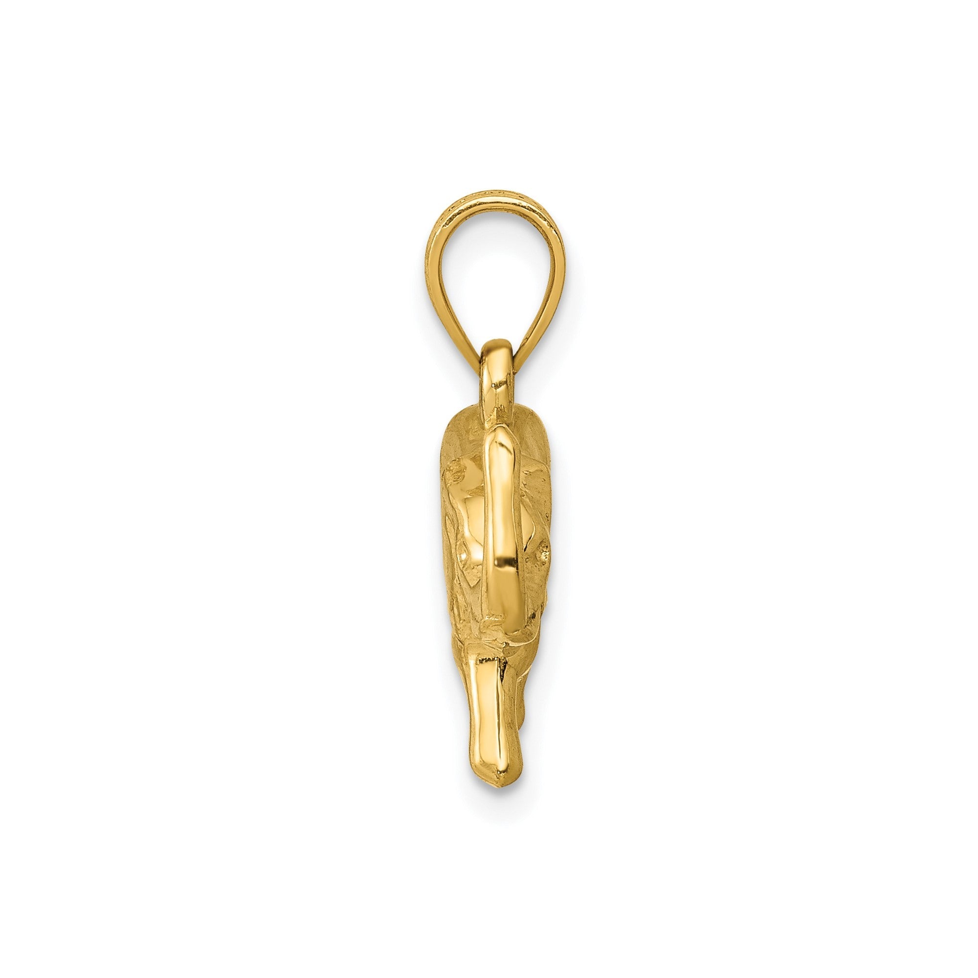 14k Yellow Gold Elephant Pendant, 17x17mm