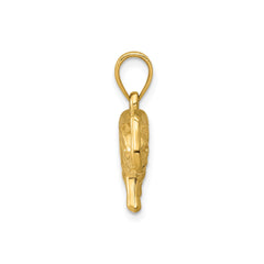 14k Yellow Gold Elephant Pendant, 17x17mm