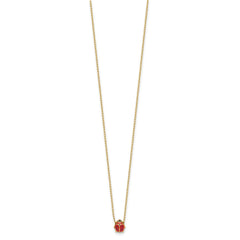 14k Yellow Gold Enameled Ladybug Pendant Necklace, 17 Inches