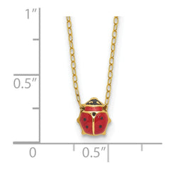 14k Yellow Gold Enameled Ladybug Pendant Necklace, 18 Inches