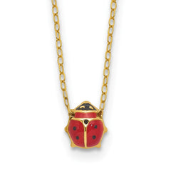 14k Yellow Gold Enameled Ladybug Pendant Necklace, 18 Inches