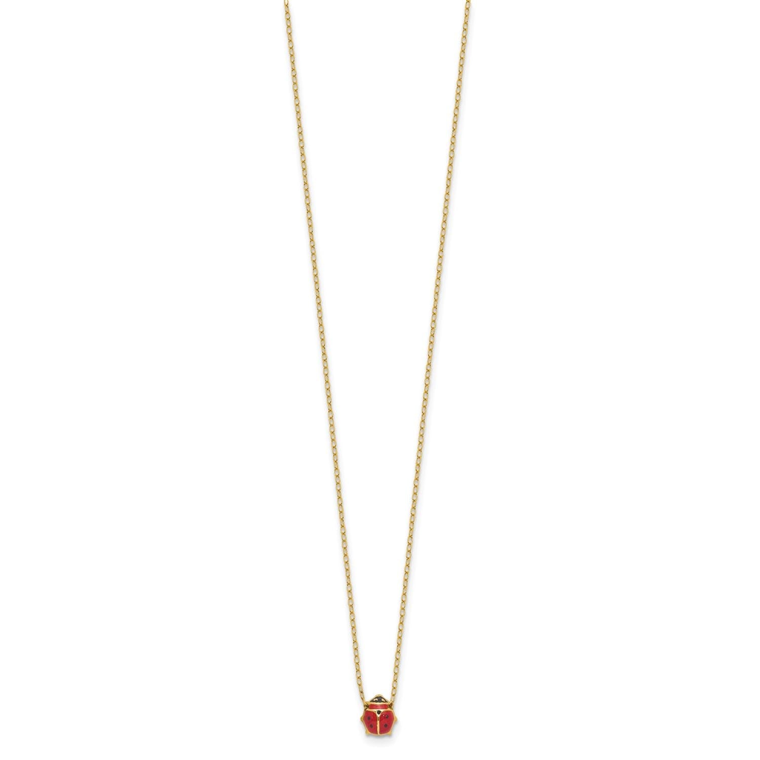 14k Yellow Gold Enameled Ladybug Pendant Necklace, 18 Inches