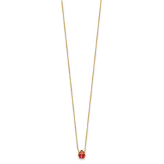 14k Yellow Gold Enameled Ladybug Pendant Necklace, 18 Inches