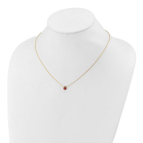 14k Yellow Gold Enameled Ladybug Pendant Necklace, 18 Inches