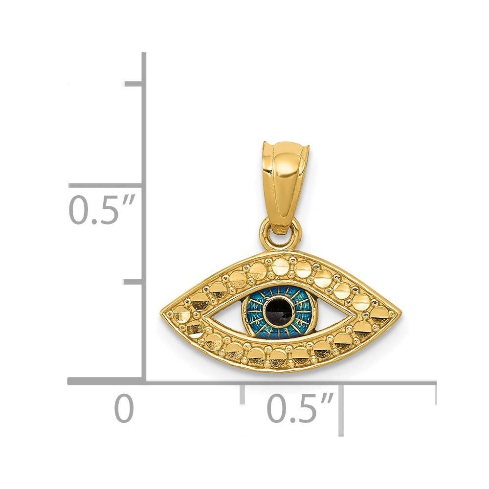 14K Yellow Gold Evil Eye Pendant with CZ Stones and Enamel