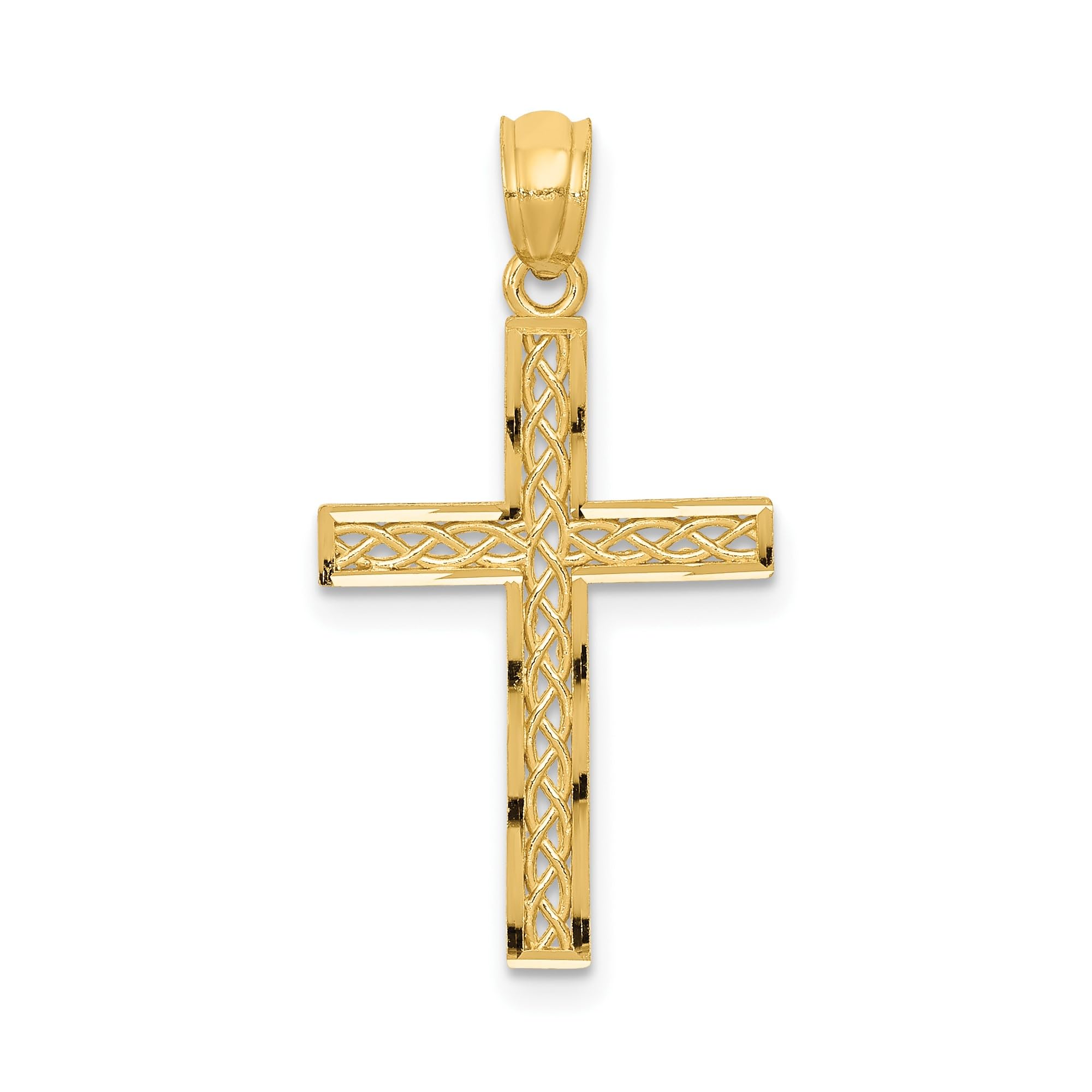14k Yellow Gold Filigree Cross Pendant 30mm